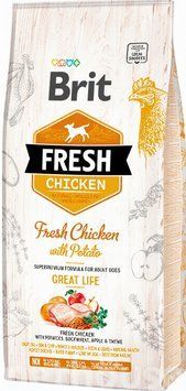 Dry food Brit Fresh adult great life, chicken with potato, 12 kg