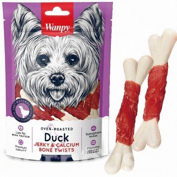 Wanpy Duck Jerky & Calcium Bone Twists bone twists with duck and calcium for dogs, 1,2 кг