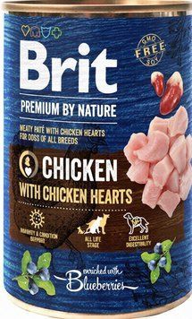 Dry food Brit Premium by Nature for dogs, chicken with chicken hearts, 400 g