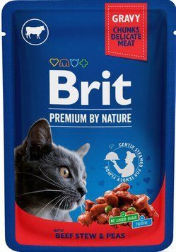 Корм вологий Brit Premium рагу з тушкованої яловичини з зеленим горошком для котів hom00682 фото