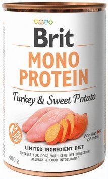 Wet food Brit Mono Protein Dog for dogs, turkey with sweet potato, 400 g
