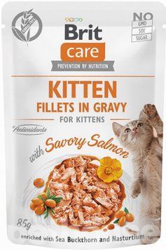Корм вологий Brit Care Cat Fillets in Gravy з лососем для кошенят hom00530 фото