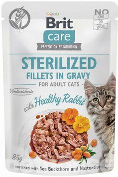 Корм вологий Brit Care Cat Fillets in Gravy Sterilized з кроликом для стерилізованих котів hom00535 фото