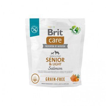 Корм сухий Brit Care Grain-free Senior & Light для собак похилого віку або з надмірною вагою беззерновий з лососем, 1 кг 2976 фото