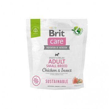 Корм сухий Brit Care Sustainable Adult Small Breed для дорослих собак маленьких порід з куркою та комахами, 1 кг 2347 фото